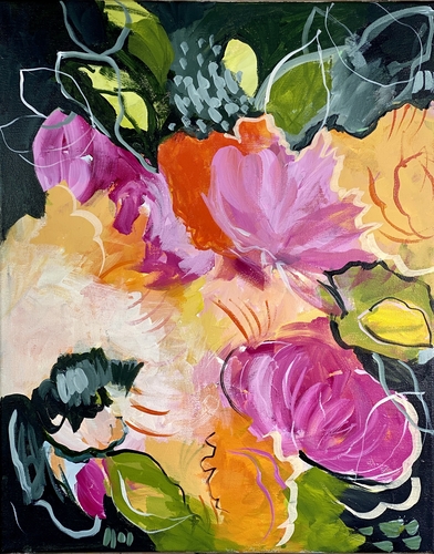 abstract floral painting by Lynda Goldman