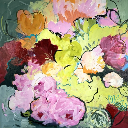 abstract floral painting by Lynda Goldman