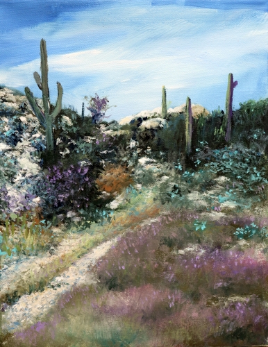 desert landscape painting by M Diane Bonaparte