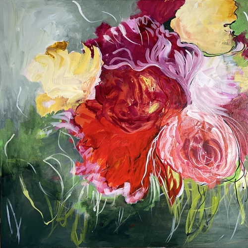 abstract floral painting by Lynda Goldman