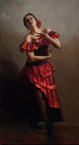 Oil painting of a Latin American dancer