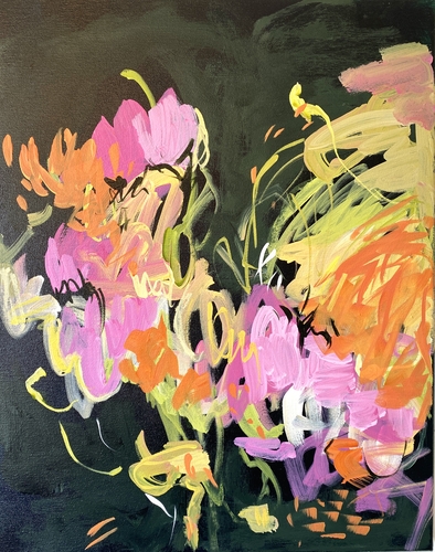 abstract floral painting by Lynda Goldman 
