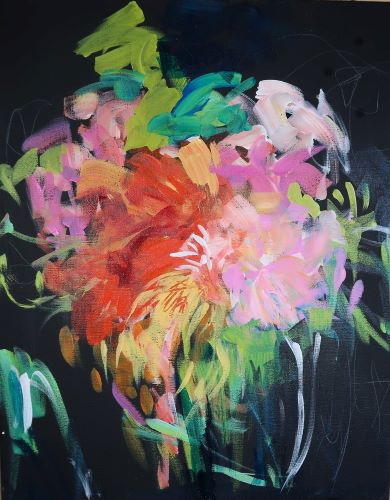 abstract floral painting by Lynda Goldman