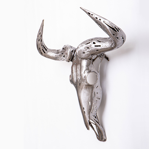 Blue Wildebeest metal sculpture by Yolanda Winfield