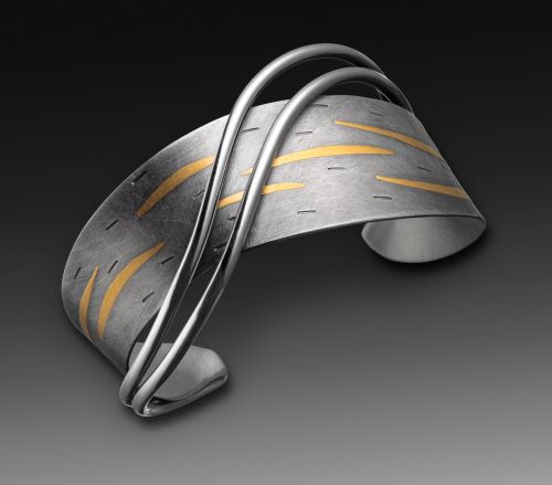 silver and gold cuff bracelet by Christiane Danna