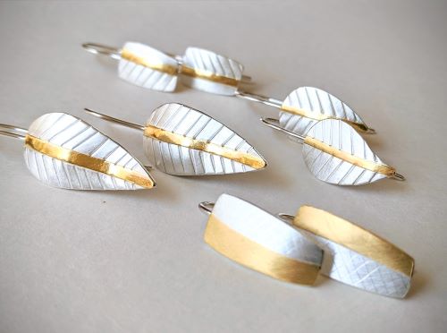 silver and 24k gold earrings by Christiane Danna