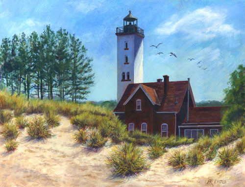 painting of the Lighthouse on Presque Isle by Robert Little