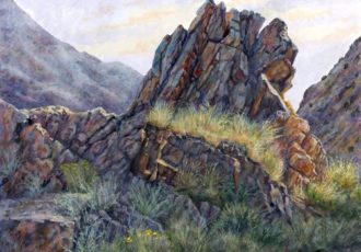 painting of Rocky Mountains by Robert Little