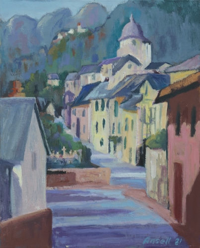 painting of Conques by Alan Ansell