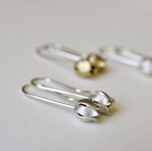 silver and brass earrings by Christiane Danna