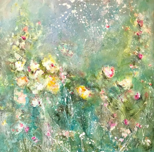 abstract floral painting by Carrie Clayden