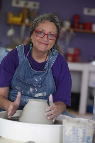 Artist Dani Montoya at work in her studio