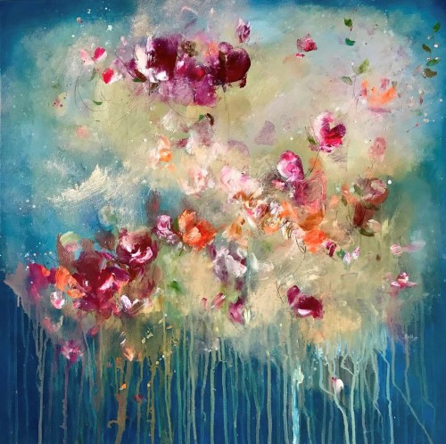 abstract floral painting by Carrie Clayden