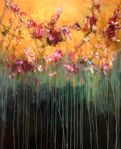 abstract floral painting by Carrie Clayden