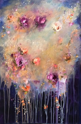 abstract floral painting by Carrie Clayden