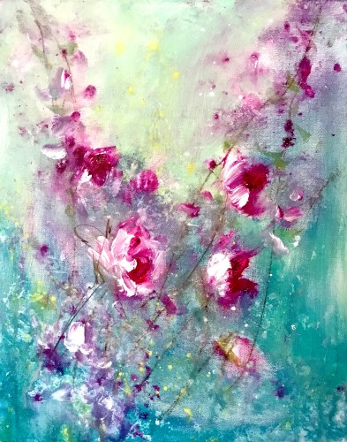abstract floral painting by Carrie Clayden