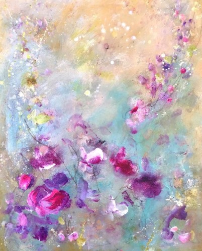 abstract floral painting by Carrie Clayden