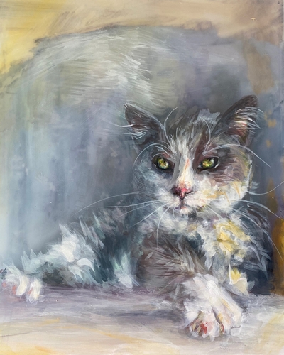 painted cat portrait by Erika Chapman