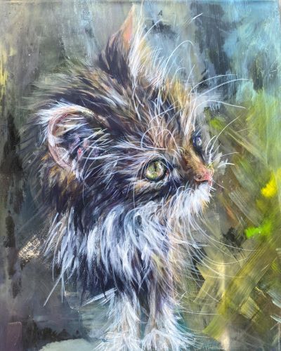 painted cat portrait by Erika Chapman