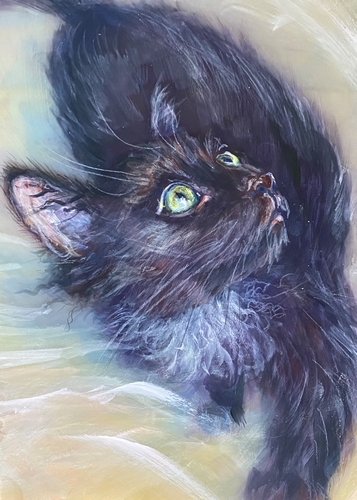 painted cat portrait by Erika Chapman