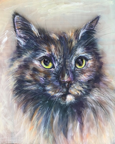 painted cat portrait by Erika Chapman