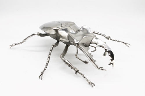 stainless steel Stag Beetle sculpture by Martin Pierce