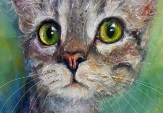 painted cat portrait by Erika Chapman