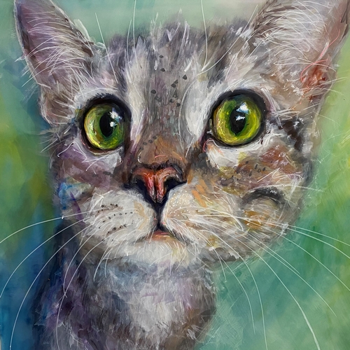 painted cat portrait by Erika Chapman