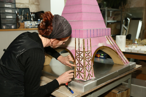 Artist Lady Butterfly at work in her studio