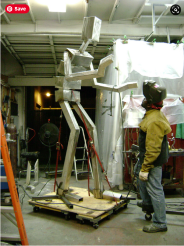 metal sculptor in studio