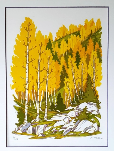 aspen block print by Katie Dean