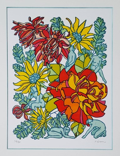 floral block print by Katie Dean