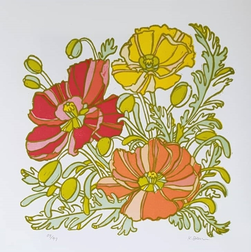 floral block print by Katie Dean