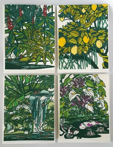 tropical block print cards by Katie Dean