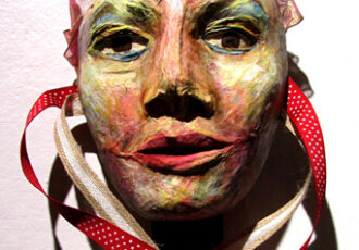 paper sculptural mask by Phyllis Tracy Malinow