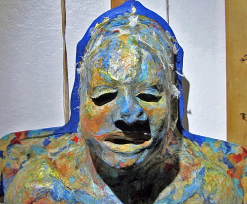 figurative paper sculptural mask by Phyllis Tracy Malinow