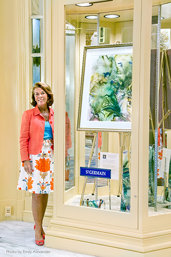 Artist Karen Keough with her work