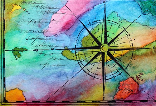 compass painting by Jolene Dames