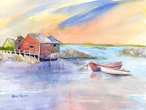 watercolor of coastal Maine by Karen Keough