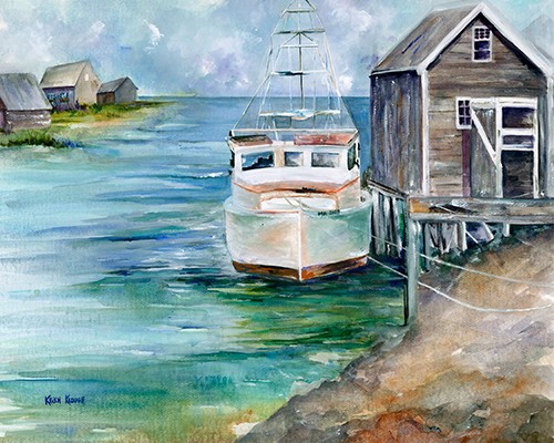 watercolor of boats by Karen Keough