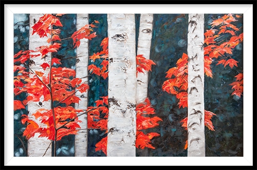 painting of birches by Maureen Scullin