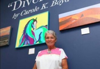 Artist Carole Boyd at her solo show