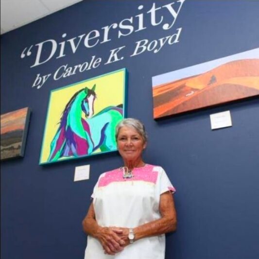 Artist Carole Boyd at her solo show