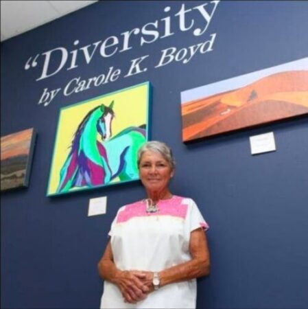 Artist Carole Boyd at her solo show