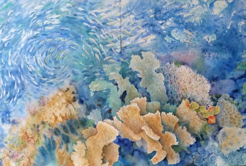 watercolor painting of the coral reef by Janet Hassinger