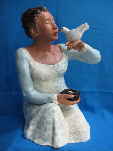 life size figurative ceramic sculpture by Nancy Thorne-Chambers