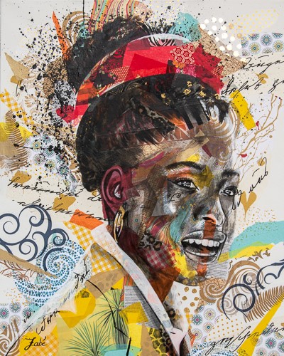 mixed media portrait by Zabé