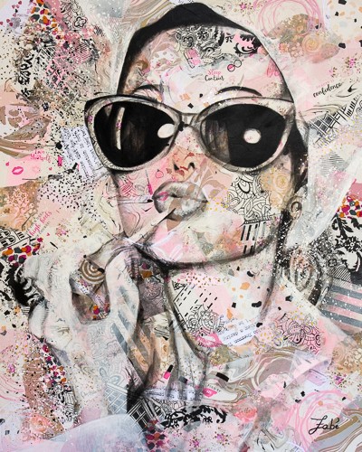 mixed media portrait by Zabé