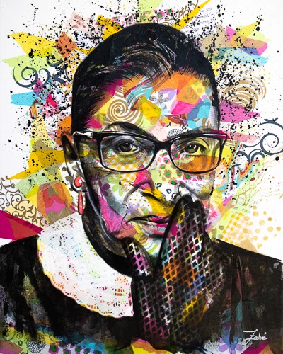 mixed media portrait by Zabé