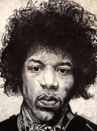 portrait of Jimi Hendrix by Dianne Meinke